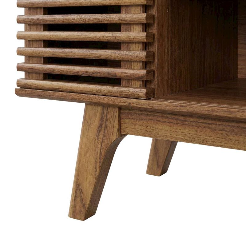 Brown wooden 46-inch corner TV stand with open shelving and versatile design image number 6