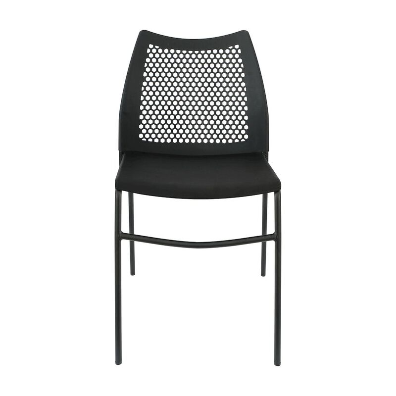 Flash Furniture Black Stack Chair with Air-Vent Back, Non-Sled Base image number 5