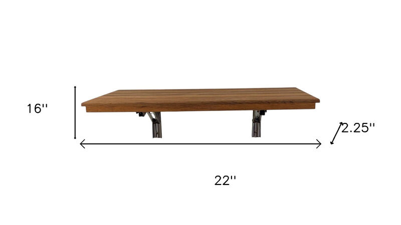 HomeRoots 16" X 22" Brown Teak Wall Mount Rectangular Shower Bench image number 2
