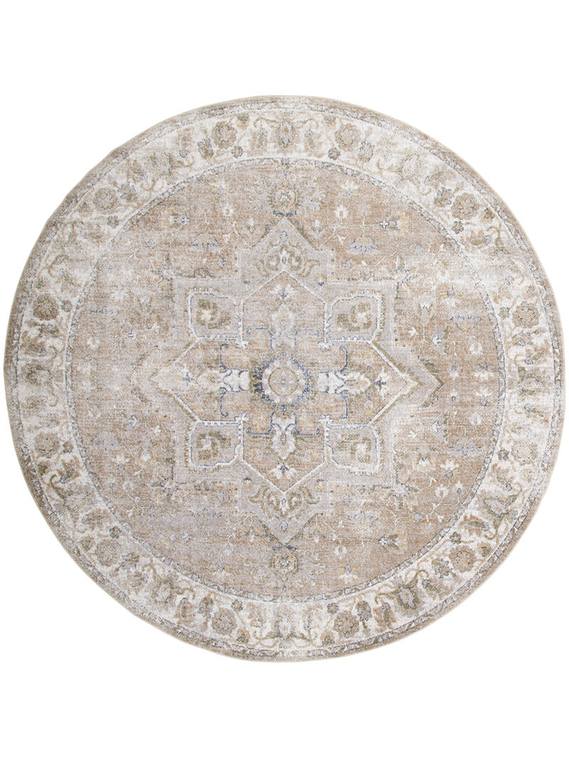Astra Machine Washable ASW12 Beige 7'10" x Round Rug