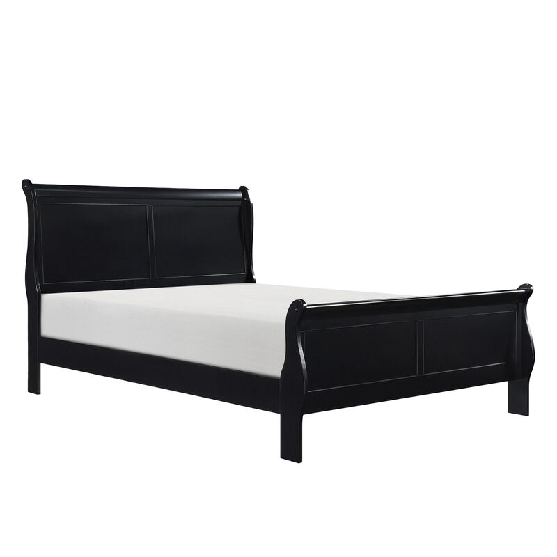 Fy Four Piece Queen Size Bedroom Set, Antique Nickel Metal Handles, Black - Benzara