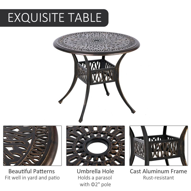 5-Piece Patio Dining Set for 4, Cast Aluminum Outdoor Furniture Set with 4 Stackable Armchairs & Î¦35.5" Round Table, Intricate Scrollwork