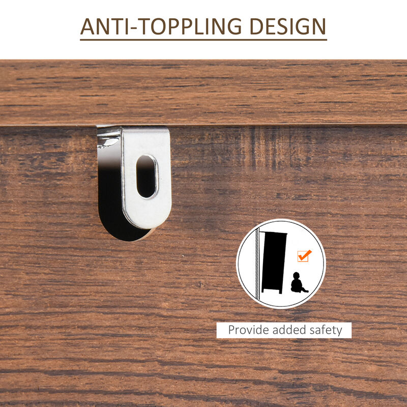 Freestanding Wood Bookcase Furniture with 4 Thick Shelves, & Anti-Topple Design