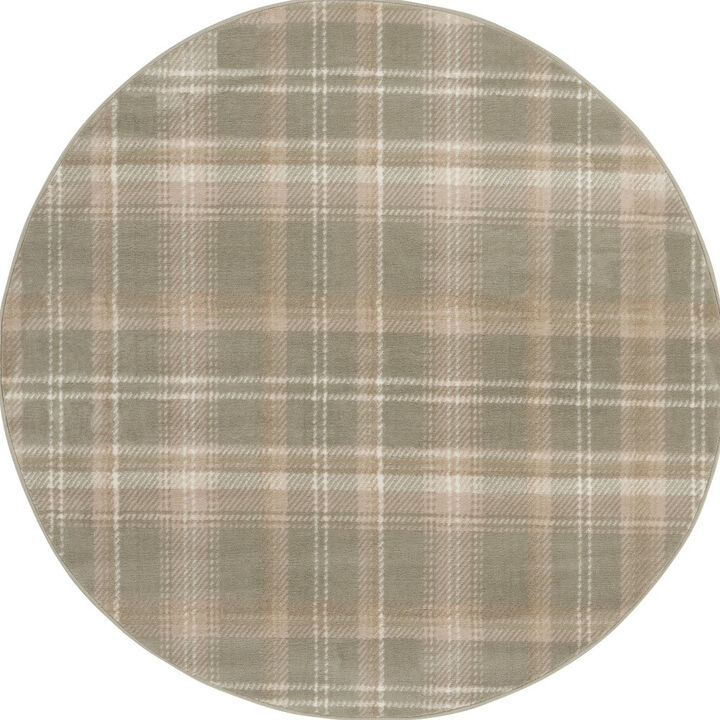 HomeRoots Plaid Round Rug
