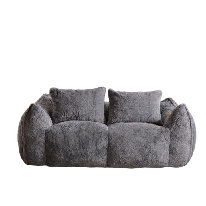 Whisen Giant Bean Bag Couch Ultra Soft Fluffy Loveseat Oversized Chase Lounge Chair with Pillows
