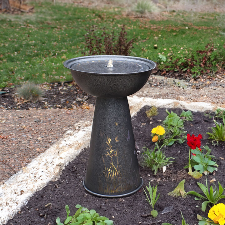 Sunnydaze Butterfly Bliss Galvanized Iron Outdoor Fountain with LEDs
