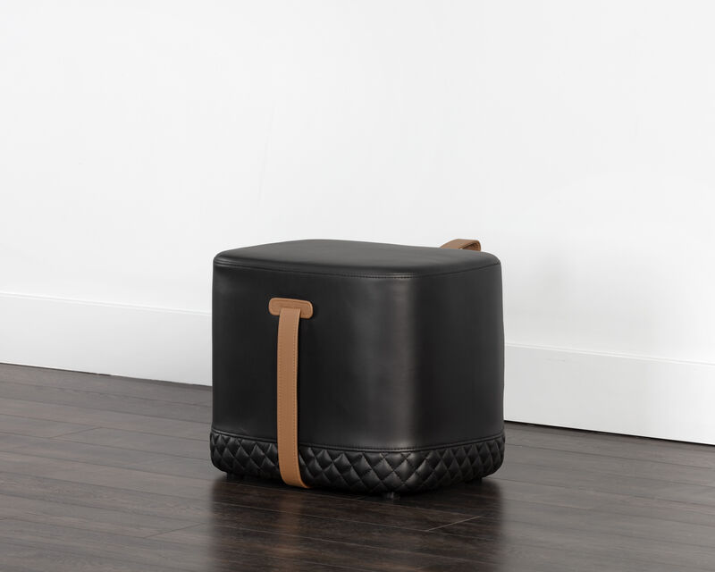 Isadora Napa Black / Napa Cognac Ottoman image number 3