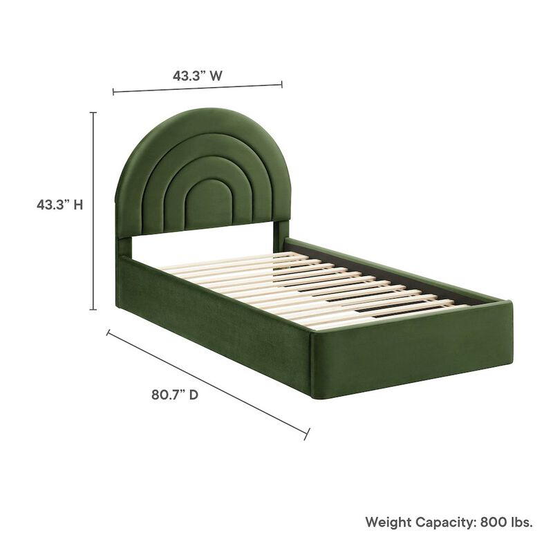 Solana Arched Performance Velvet Twin Platform Bed image number 2