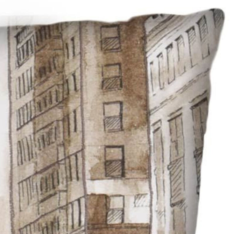 HomeRoots 18" Brown And Cream Bison Linen Throw Pillow Cover image number 2