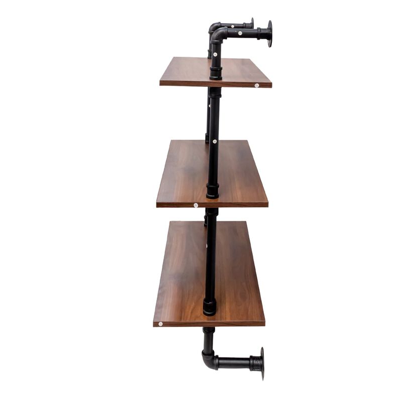 Clihome Industrial Pipe 36in Shelf, 3 Tier and 2 Tier Wood Wall Mounted Display Shelves image number 5