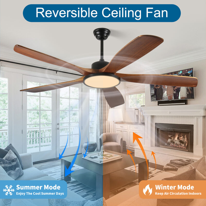 ELEMENT ACE 62-Inch Large Ceiling Fan with Remote Control, Three-Color Dimming Light, 5 Reversible Blades for Garden, Patio, Living Room and Bedroom image number 5