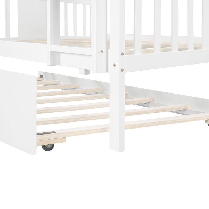 Merax Full over Full Bunk Bed with Twin Size Trundle and Ladder