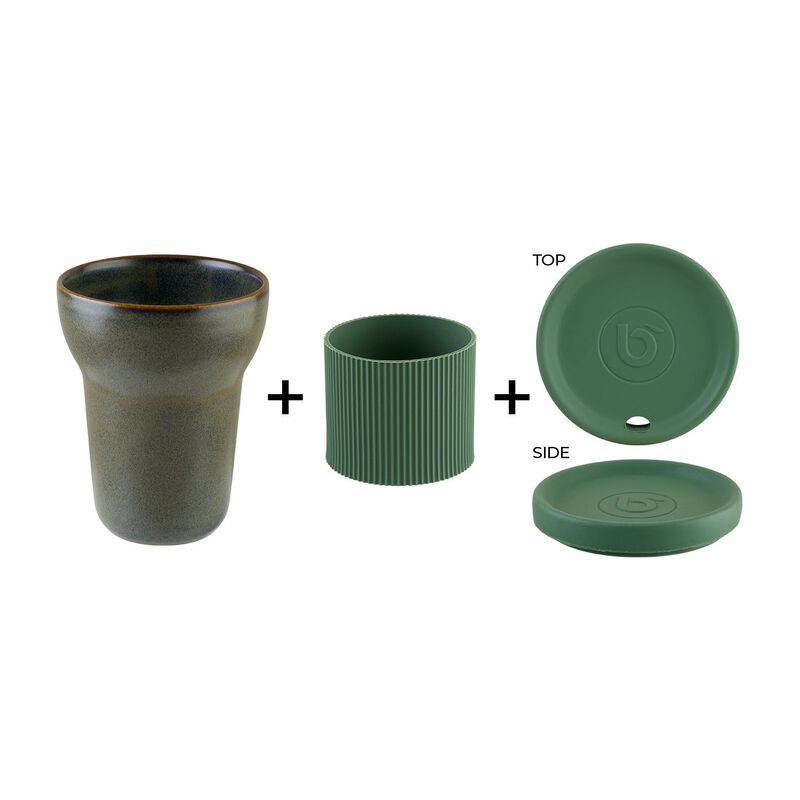 Gloire dia.3.75" h:4.75" 12 oz. Round Green Porcelain Mug (Set of 2) image number 2