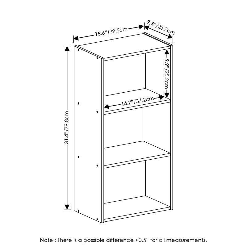 Furinno Luder 3-Tier Open Shelf Bookcase, Pink/White