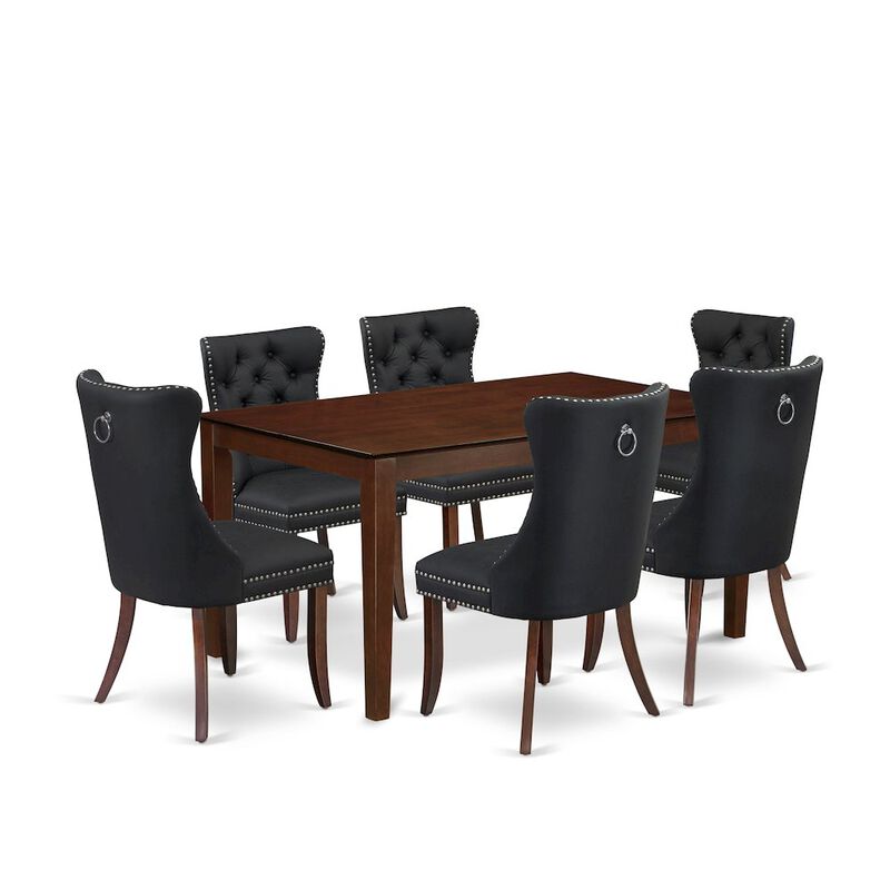 7 Piece Dining Room Set Consists of a Rectangle Solid Wood Table