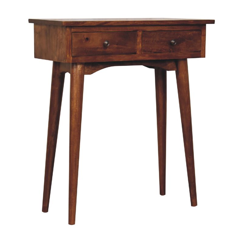 Artisan Furniture Solid Wood Mini Chestnut Hallway Console, 2 Drawers, Brown image number 2