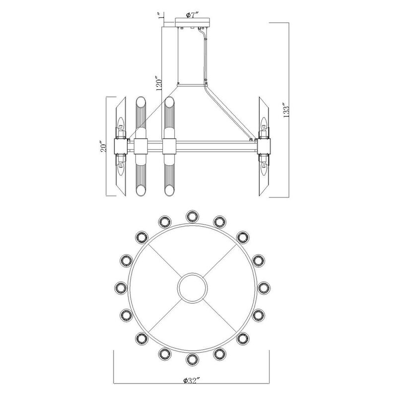 CWI Lighting Croissant 32 Light Chandelier With Satin Gold Finish