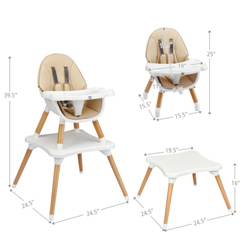 Hivvago 5-in-1 Baby Wooden Convertible High Chair image number 7