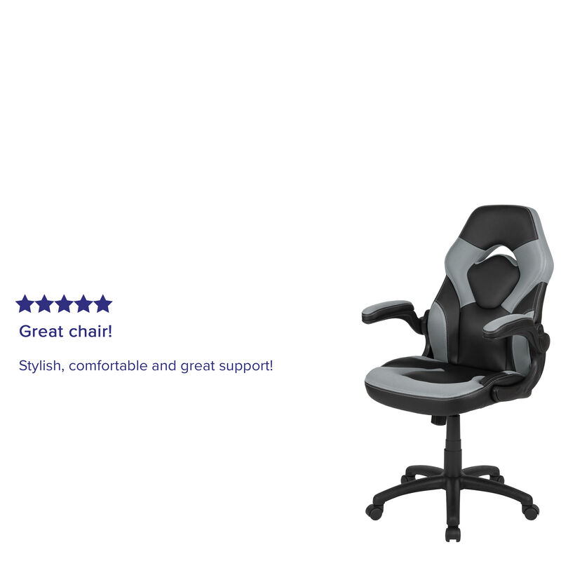 X10 Gaming Chair Racing Office Ergonomic Computer PC Adjustable Swivel Chair with Flip-up Arms, / LeatherSoft image number 2
