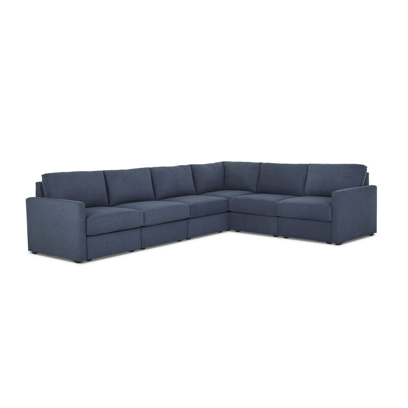 Flex Denim 6-Seat Sectional with Narrow Arm