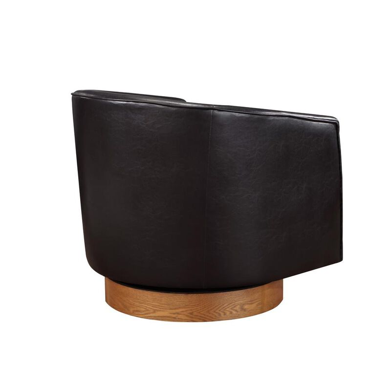 Comfort Pointe Irving Brown Faux Leather Wood Base Barrel Swivel Chair