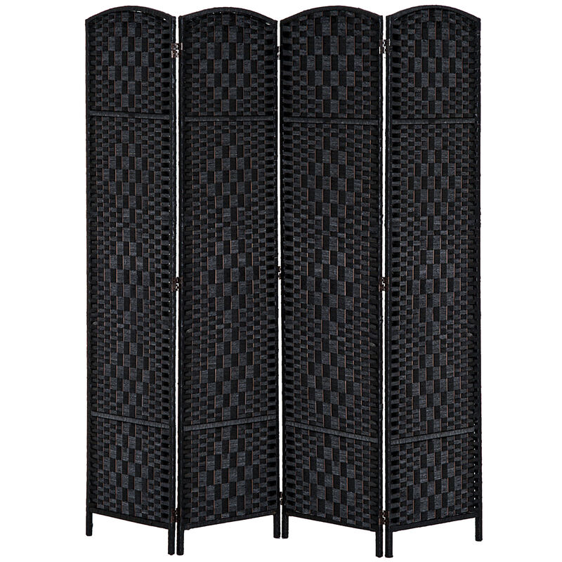 Hivvago Portable 4-Panel Wicker Room Divider for Home and Office image number 0