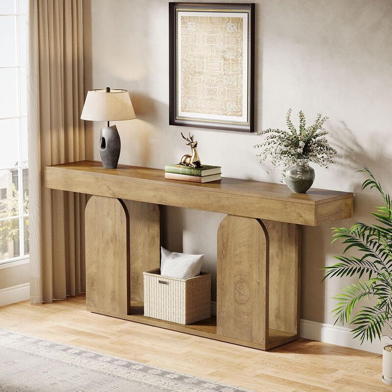Tribesigns Country Rustic Wood Console Table image number 1