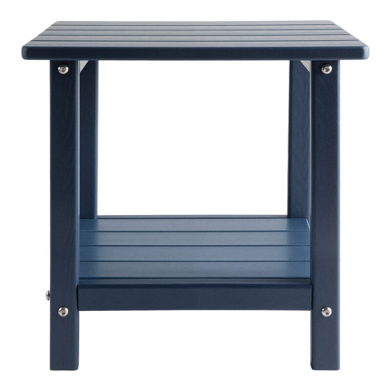Outdoor Side Table, Double Layer HDPE End Table, Weather Resistant - Blue image number 0