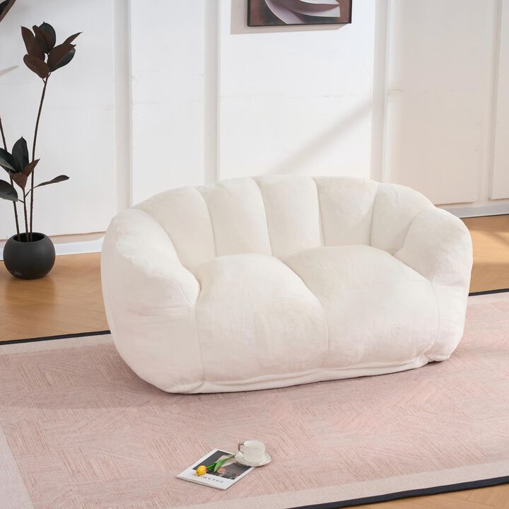 GOODSILO Two Seater Floor Lazy Sofa Ultra Soft Fluffy Loveseat Bean Bag Chair Comfortable Adult Seating for Living Room Bedroom Reading Lounging with Filler