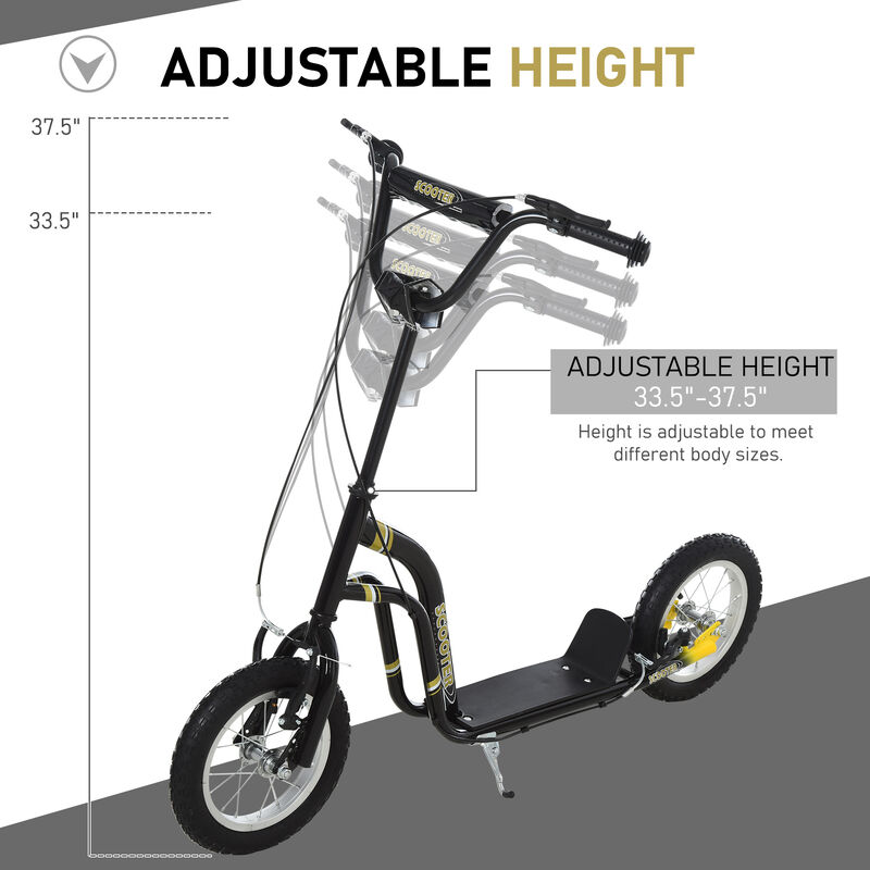 BreeBe Youth Scooter Front and Rear Caliper Dual Brakes 12-Inch Inflatable Front Wheel Ride On Toy image number 6