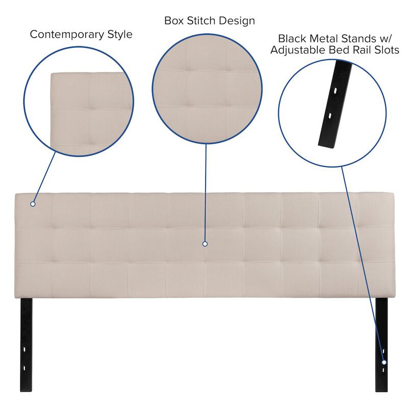 Flash Furniture Tufted Upholstered King Size Headboard in Beige Fabric image number 1