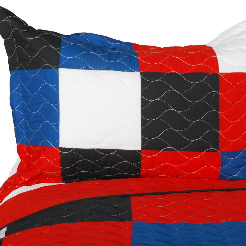 Eternal Passion Patchwork Geometric Quilt Set Soft Vermicelli Quilted Bedding image number 2