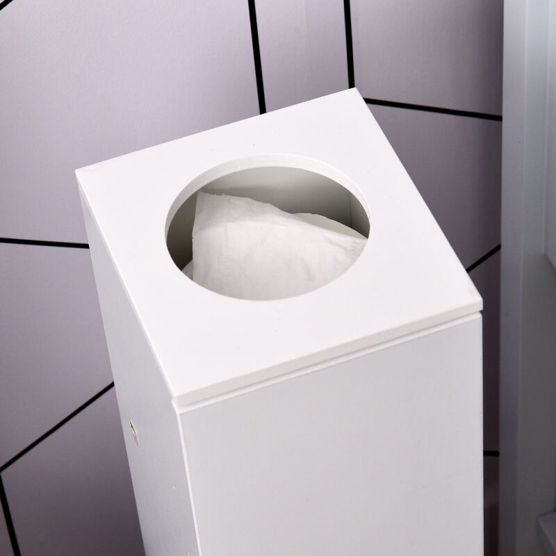 Slim Bathroom Storage: 26" White Narrow Toilet Paper Cabinet