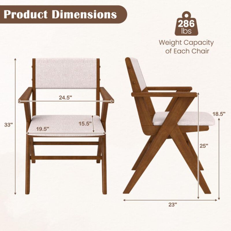 Hivvago Wooden Dining Chair with Rubber Wood Frame Set of 2