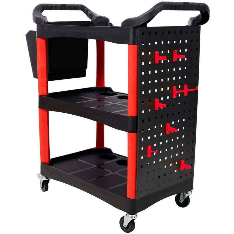 ELEMENT ACE Heavy Duty 3 Tier Rolling Utility Tool Cart with Lockable Casters and Pegboard for Garage, Workshop, Warehouse and Repair Shop Use image number 8