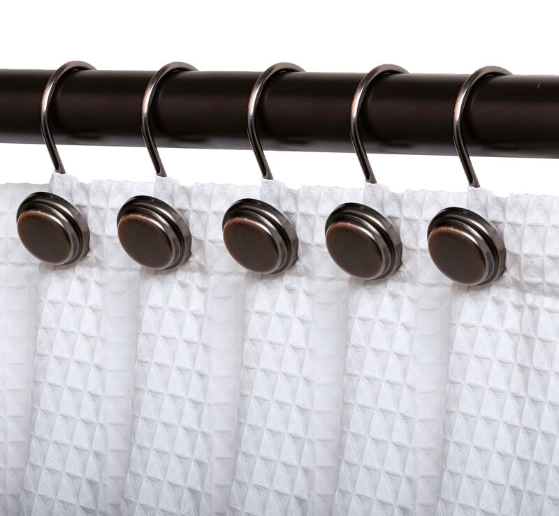 Utopia Alley Rust-Resistant Metal Shower Curtain Hooks, Decorative Round Base Design - Set of 12 image number 1