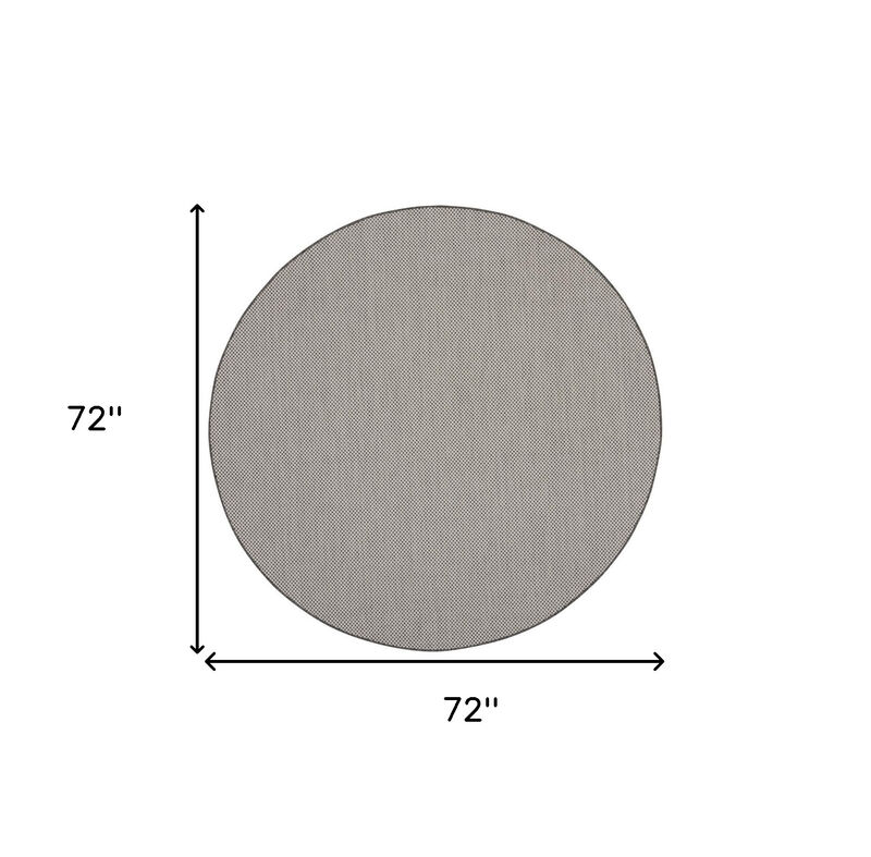 HomeRoots 6' Ivory And Charcoal Round Geometric Indoor Outdoor Area Rug image number 4