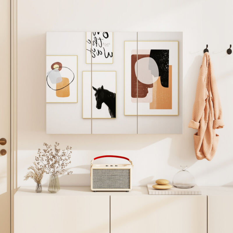 Frameless Bathroom Wall Mounted Mirror Cabinet with 3 Doors and Adjustable Shelves image number 5