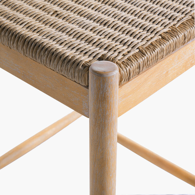 Christopher Knight Home Amelia Boho 25.8" Acacia Wood Backless Counter Stools with Wicker Woven Seat