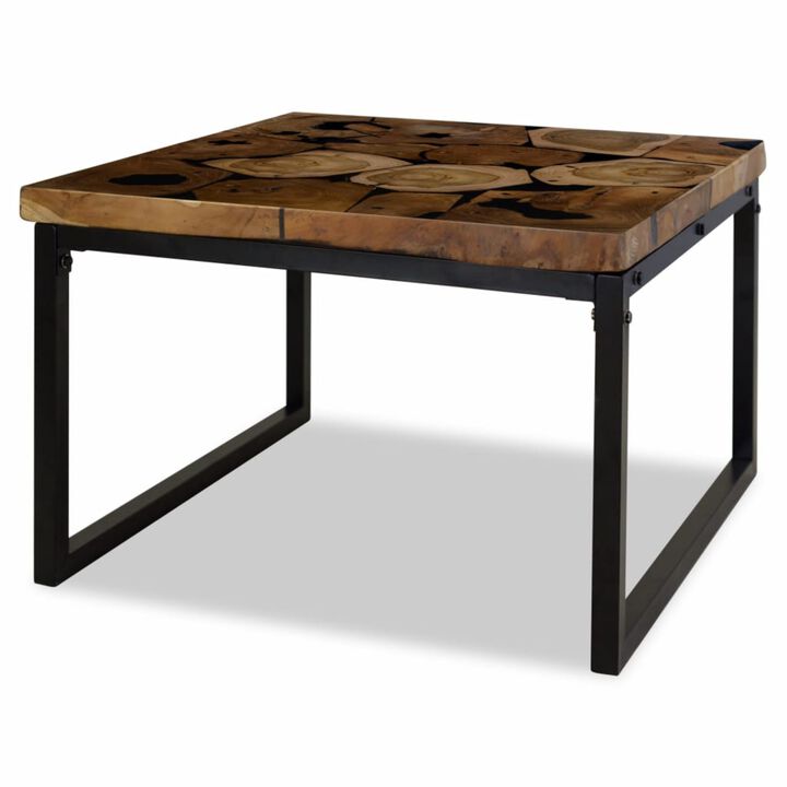 vidaXL Coffee Table Teak Resin 23.6"x23.6"x15.7"
