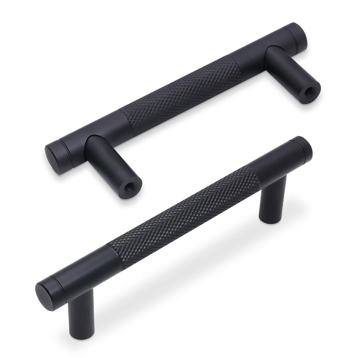 BUKOBYHE 20 Pack 3 Inch(76mm) Matte Black Cabinet Handles Knurled Black Kitchen Cabinet Pulls Kitchen Cabinet Hardware