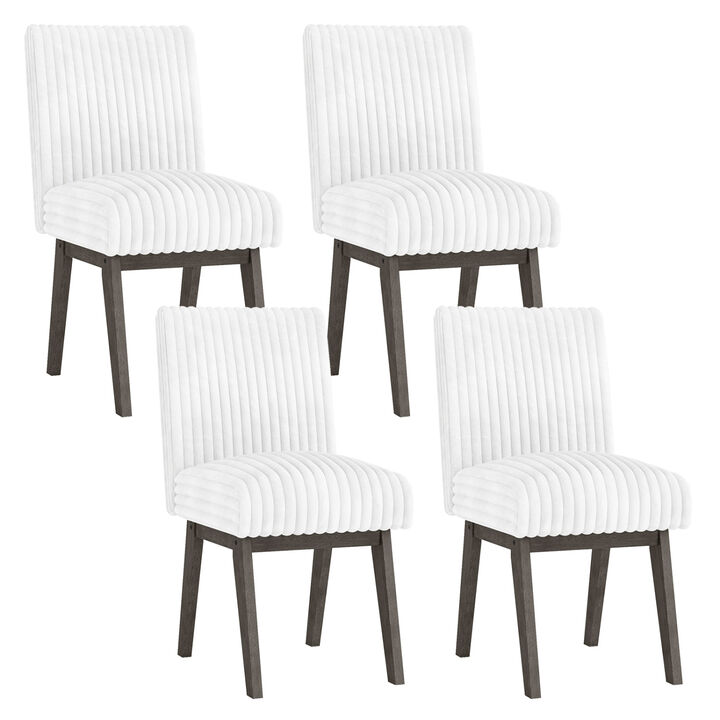 Set of 4 Fabric Dining Chairs with Padded Seats and Rubber Wood Legs