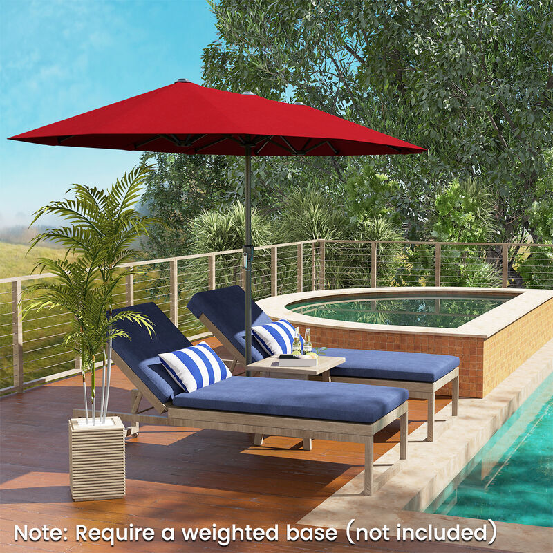Patio Umbrella Outdoor Double-Sided Table Market Umbrella with Crank Handle
