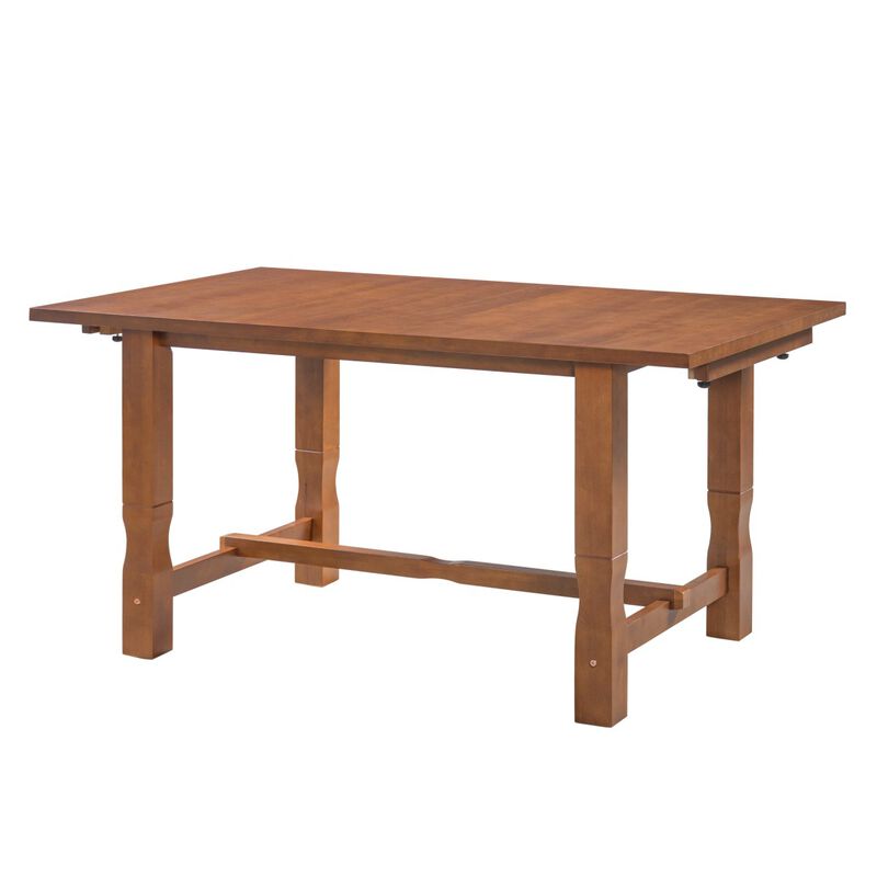 6 Piece Extendable Dining Set with Bench and Chairs solid wood dining set for kitchen dining room, rectangular dining table set with leaves image number 3