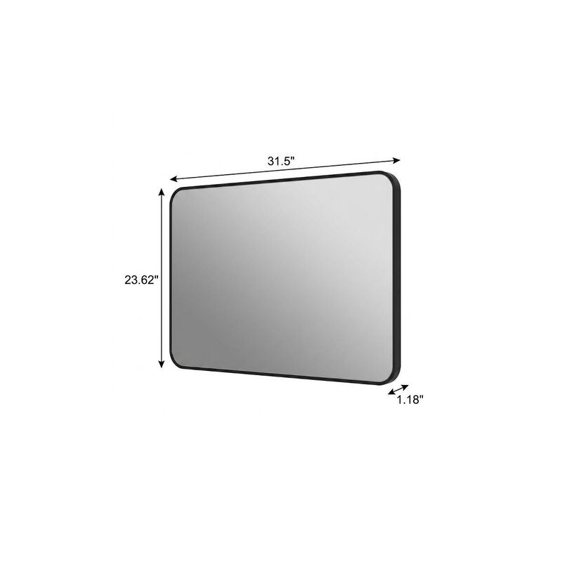 HomeRoots 24" Black Aluminum Lighted Framed Anti Fog Bathroom Vanity Mirror image number 2