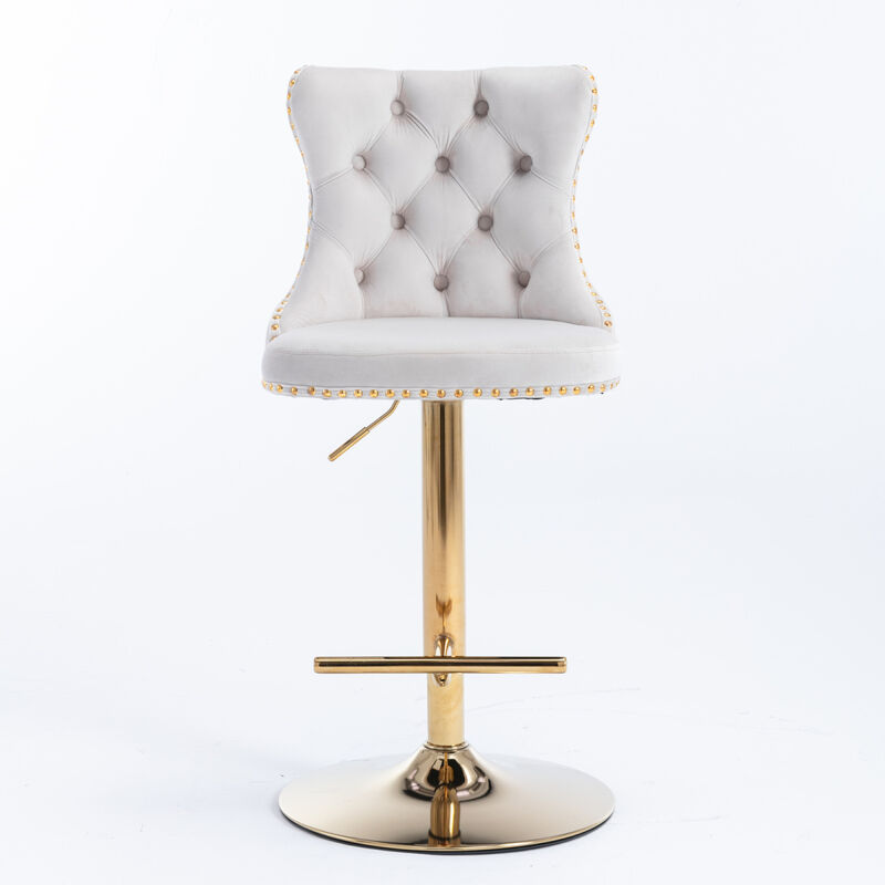 Streamdale Adjustable Swivel Velvet Bar Stools Set of 2