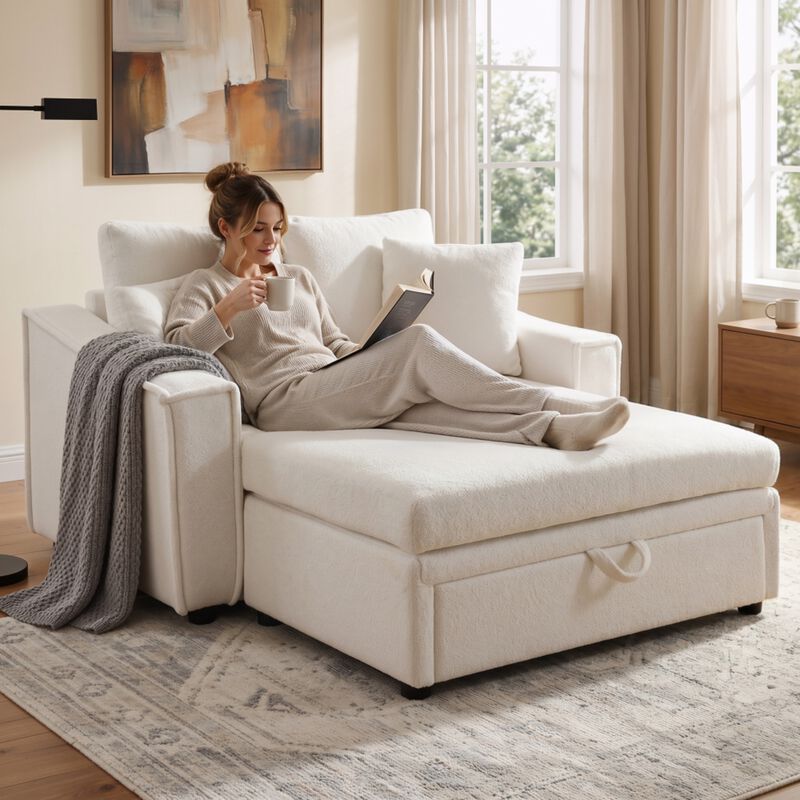 Bled Snowflake Velvet Chaise Sofa with Storage image number 1