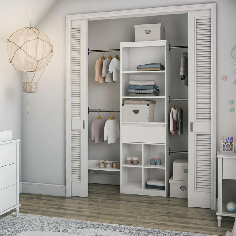 Grow with Me Grey Adjustable Kids' Closet Organizer System