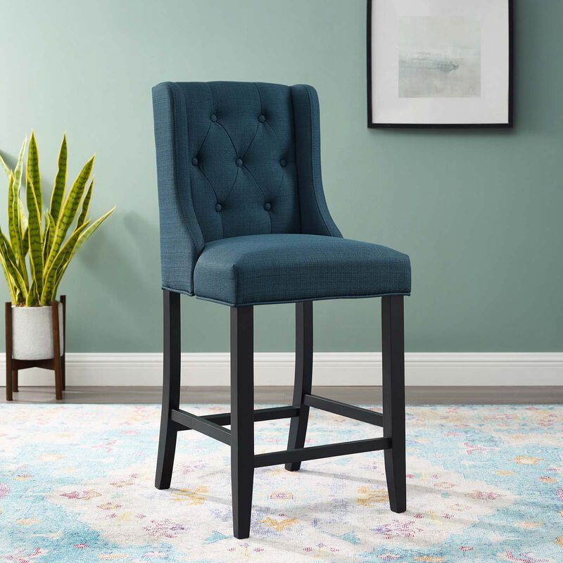 Baronet Tufted Button Upholstered Fabric Counter Stool image number 1
