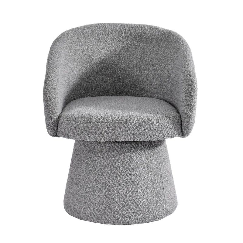 Glamour Home Belle Gray Boucle Fabric Dining Chair with Swivel Base